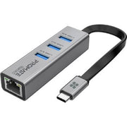 Promate GigaHub-C USB-C Hub, Ethernet Adapter, 1000Mbps, RJ45 Network Adapter, With Ultra-Fast 3 USB Ports, For MacBook Pro/Air/iMac/iPad Pro/Surface/XPS, Black | GigaHub-C