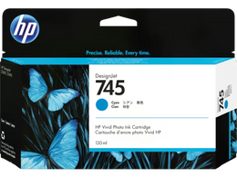 HP 745 130-ml DesignJet Cyan Ink Cartridge