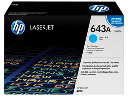 HP 643A Cyan Original LaserJet Toner Cartridge, Q5951A