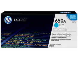 HP 650A Cyan Original LaserJet Toner Cartridge (CE271A)