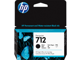 HP 712 38ml Black DesignJet Ink Cartridge, 3ED70A