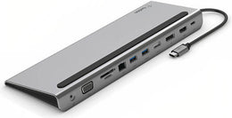 Belkin USB C Hub, 11-in-1 MultiPort Adapter Dock with 4K HDMI, DP, VGA, USB-C 100W PD Pass Through Charging, 3 USB A, SD, MicroSD, 3.5mm Ports for MacBook Pro, Air, XPS - Silver | ‎ INC004btSGY