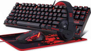 Redragon K552-BB Gaming Keyboard and Mouse, Large Mouse Pad, PC Gaming Headset with Microphone Combo 87 Key Mechanical Keyboard with Blue Switches for Windows PC Games-Keyboard Mouse Pad Head |