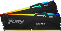 Kingston Fury Beast RGB 32GB (2x16GB) DDR5 Desktop Memory, 5600MT/s Speed, CL40 Cas Latency, 1.25V Voltage, 288 Pin, Dual Channel Kit, Non-ECC Unbuffered DIMM, Black | KF556C40BBAK2-32