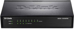D-Link des-1008 Pa Switch Netzwerk Switch (Ungemanaged, Fast Ethernet (10/100), IEEE 802.3, IEEE 802.3 Af, IEEE 802.3U, IEEE 802.3 X, 1000 Eintragungen, 1, 6 Gbit/S, 1 Gbit/S) Schwarz