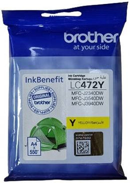 Brother LC472 Yellow Ink Cartridge 550 Page Yield, Compatible for MFC- J2340DW, MFC- J3540DW & MFC- J3940DW, Yellow | LC472Y