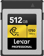 Lexar Professional 512GB CFexpress Type B Memory Card Gold Series Up to 1750MB/s Read
