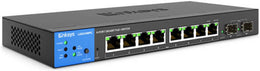Linksys 8-Port Managed Gigabit Switch, 2x 1G SFP Uplinks, TAA Compliant, VLAN, 20 Gbps Capacity, Static Routing, Black | LGS310C-EU