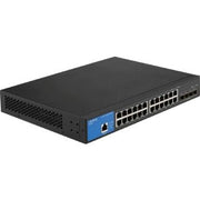 Linksys 24-Port Managed Gigabit Ethernet Switch, With 4 10G SFP + Uplinks, 512MB Memory, 95.23 Mpps Forwarding Rate, 128 Gbps Capacity, Static Routing, IPv4, 256 Active VLANs, Black | LGS328CEU