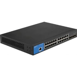 Linksys 24-Port Managed Gigabit Ethernet Switch, With 4 10G SFP + Uplinks, 512MB Memory, 95.23 Mpps Forwarding Rate, 128 Gbps Capacity, Static Routing, IPv4, 256 Active VLANs, Black | LGS328CEU