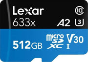 Lexar 633x Micro SDHC/SDXC UHS-I Card 95mbps, 512Gb | LSDMI512BBEU633A