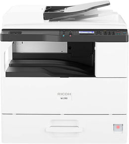 Ricoh M 2701 A3 Black & White Multi-Function Laser Printer, Copy, Print, Scan, 4-Line LCD Operation Panel, Prints Up to 27 ppm Speed, 600 x 600 dpi Resolution, 600 Standard Input Sheet, White | M 2701