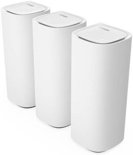 Linksys Velop Pro 7 Mesh WiFi 7 System, Up To 240MHz Channel Bandwidth In 5 GHz, Cognitive Mesh With 6GHz Band Access, 2.5 Gbps Internet Port, 4x Gbps Port, Pack of 3, White | MBE7003