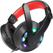 MISDE A65 3.5mm Wired Over Ear Gaming Headset, Big Headphones with LED, 108dB/mW Sensitivity, Light Mic, Stereo Earphones, Deep Bass, For PC Computer, Red | MISDEA65