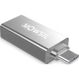 Mowsil USB-C to USB 2 Port Converter, USB 3.0+USB 2.0, Nickle Plated Connector, Data Transfer Speed Up to 5Gbps, Small & Easy to Carry, Compatible with Multiple Systems - Silver | MOCHB2