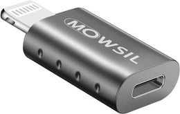 Mowsil Lightning Male to USB C Female Adapter, Up to 480 Mb/S Data Transfer Speed, Highspeed Charging, Reliability and Safety, Zink Alloy, for iPhone OTG, Gray | MOLTC