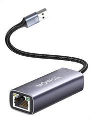 Mowsil USB to LAN Gigabit RJ45 Adapter, Aluminium Alloy, Gold-Plated Connectors, RJ45 1000Mbps Ethernet, Braided Cable, LED Indicator, 8 CM, Gray | MOULN
