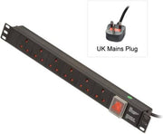 Mini Pro Power Distribution Unit For Cabinet, 6 Way, Max Current 10A, 2500W Output Power, 220-250V 50-60Hz Rated Working Voltage, UK Plug Black | MP-1U-M6-C14P