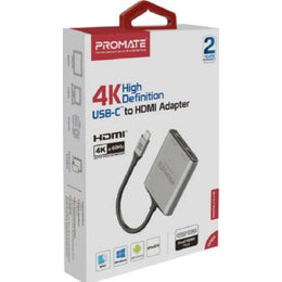 Promate 4K High Definition USB-C to Dual HDMI Adapter, USB-C Interface, 4K@30Hz / 60 Hz Max Supported Resolution | MediaLink-H2