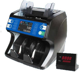 Nigachi NC-10 Mix Money Counting Machine, Max 500 Notes Hopper Capacity, Max 200 Notes Stacker Capacity, Roller Friction Feed System, 800,1000,1200 Notes/min Counting Speed, Black | NC-10 Mix