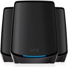 NETGEAR Orbi RBK863SB AX6000 Whole Home Tri-Band Mesh WiFi 6 System Router with 3 Satellites, Up to 8000 sq.ft, Up to 6Gbps, 10Gig Port, 1-Year NETGEAR Armor, Black | RBK863SB-100APS