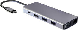 Powerology 11 in 1 USB-C Hub Charge & Sync Aluminum body with Ethernet for Macbook Pro/Dell XPS 13 & 15 - Gray | P11CHBGY