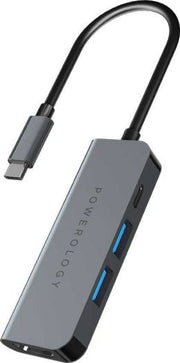 Powerology 4 in 1 USB-C Hub with HDMI & USB 3.0 - Gray | P4CHBGY