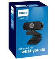 Philips P506 HD Webcam With Built In Microphone Black, Light Correction, 1920x1080 Resolution, 30FPS, 110-Degree Viewing Angle, Plug and Play Full HD Webcam - Black I P506