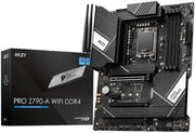 MSI Pro Z790-A WIFI DDR4 LGA 1700 ATX Motherboard, Intel Z790 Chipset, 4x 2-Channel DDR4 128GB Max, 7.1-Ch Realtek ALC4080 Codec, 2.5 GbE LAN, 4x M.2, 3x PCI-E x16, 1x HDMI/DP | 911-7E07-001