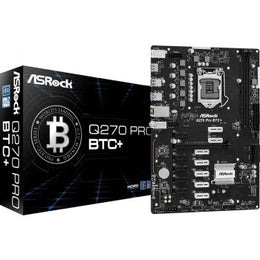 ASRock Q270 Pro BTC+ ATX Motherboard, Socket 1151, Q270 Chipset, Supports DDR4, Intel Gigabit LAN, PCIe 3.0 x16, 4 SATA3 / M.2, USB 3.2 Gen1, HDMI | 90-MXBHM0-A0UAYZ