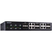 Qnap 12 Port Unmanaged 10GbE Switch, Twelve SFP+, With Shared Eight 10G Base-T Ports, 240Gbps Switching Capacity, For Home & Business Networks, Black | QSW-1208-8C
