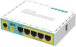 Mikrotik hEX PoE Lite Router Board, 5x 10/100 Ethernet, 650MHz Freq., 3W Power, 6-30V Input, White-Green | RB750UPr2