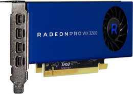 AMD Radeon Pro WX 3200 Graphics Card, 4GB GDDR5 128-bit Memory, 96 GB/s Memory Bandwidth, 640 Stream Processors, PCIe 3.0 x16, 1.66 TFLOPS Single Precision, 4 x Mini DisplayPort 1.4 | 100-506115