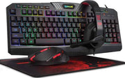 Redragon 4in1 Combo Backlit Gaming Mouse, Gaming Keyboard, Large Gaming Mouse Pad, PC Computer Gaming Headset with Microphone Combo, RGB LED Backlit 104 Key Gaming Keyboard | S101-BA-2