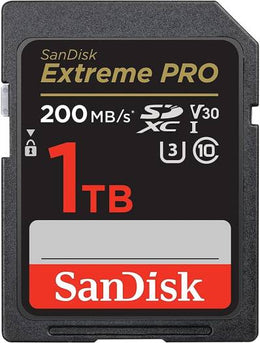 SanDisk 1TB Extreme PRO UHS-I SDXC Memory Card, Max Read Speed 200 MB/s, Max Write Speed 140 MB/s, UHS-I / V30 / U3 / Class 10, Records FHD, 3D & 4K Video | SDSDXXD-1T00-GN4IN