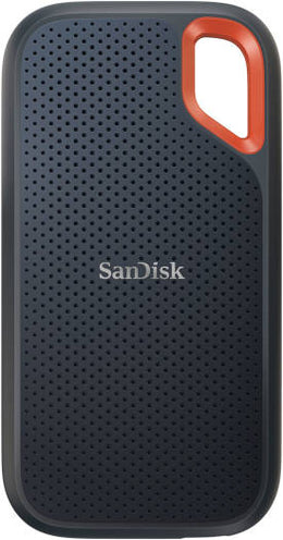 SanDisk 2TB Extreme Portable External SSD V2, Up to 1050 MB/s Read & Up to 1000 MB/s Write Speeds, USB 3.2 Gen 2 Type-C, 256-Bit AES, Carabiner Loop, IP55, Black - Orange | SDSSDE61-2T00-G25