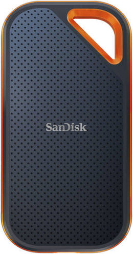 SanDisk 1TB Extreme PRO Portable SSD V2, USB 3.2 Gen 2x2 Type-C, Up to 2000 MB/s Read & Write Speeds, 256-Bit AES Hardware Encryption, Carabiner Loop, IP55, Black - Orange | SDSSDE81-1T00-G25