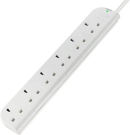 Belkin E-Series 6 Socket SurgeStrip / Surge Protector Power Extension Cord, AC 250 V Power, 6 x Power BS 1363 Output Connectors, 1 Meter Cable, White | F9E600UK1M