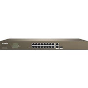 Tenda TEF1218P 16-Port 10/100M + 2-Port Gigabit + 2 SFP Combo PoE Web Smart Switch, 6KV Lightning Protection, 250W Power Supply, 7.2 Gbps Capacity, 1.25Mb Buffer | TEF1218P-16-250W
