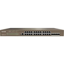 Tenda TEG5328P L3 Managed PoE Switch, 24 Port GE, 4x1G SFP, VLAN, QoS, DHCP Snooping, 56Gbps, 370W Power | TEG5328P-24-410W