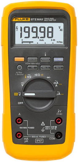Fluke 87V MAX True-rms Digital Multimeter, More Rugged, Premium TL175 TwistGuard Test Leads, Built-In Thermometer, Yellow | 87V MAX