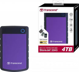 Transcend StoreJet 25H3 4TB USB 3.1 Ruggedized External Hard Drive – Purple | TS4TSJ25H3P