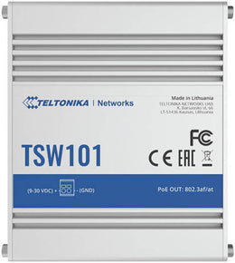 Teltonika TSW101 Auto PoE+ Switch, 5x RJ45 Gigabit Ethernet, Up to 1000 Mbps, 4x PoE+ Ports (802.3af & 802.3at), 9-30V Power, Plug & Play | TSW101