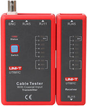 Uni-T UT681C Cable Tester, RJ45 And RJ11, Visible LED Indication, Automatically Check Circuit, Single Key Operation, Manual/Auto Power Off, Low Battery Indication, Black/Red | UT681C