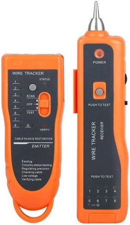 Multi Function Wire Tracker, RJ45 / RJ11 Finder, For Telephone Wire / LAN Cable, Low Battery Indication, Continuity Test, Fast To Locate The Break Point, Orange - Black | XQ-350