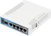 MikroTik hAP ac Dual Concurrent Wireless Device, Triple-Chain 2.4GHz & 5GHz, 720MHz CPU, 128 MB RAM, 5x Gigabit Ethernet Ports, SFP Cage, Passive PoE Output, White | RB962UiGS-5HacT2HnT